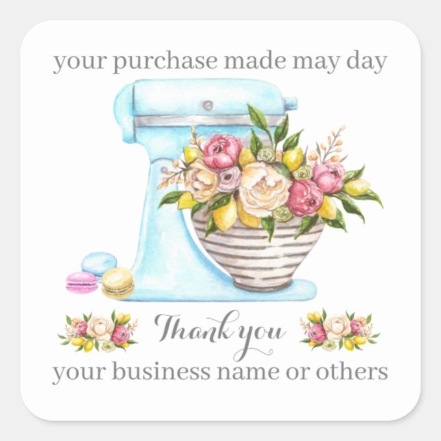 Thanks for the purchase, small bakery business  square sticker (Front)