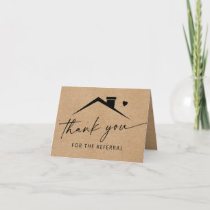 Thanks For The Referral Realtor Real Estate Kraft Letterpress Thank You Card