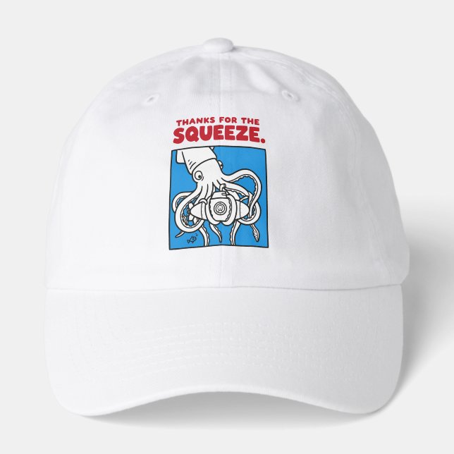"Thanks for the Squeeze Funny Squid Deep Sea Illus Hat (Front)