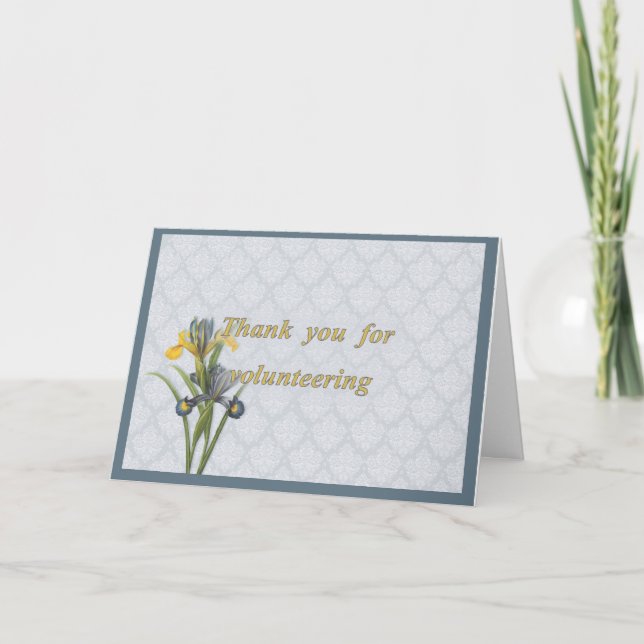 Thanks for Volunteering, Dutch Iris, Letterpress Thank You Card (Front)
