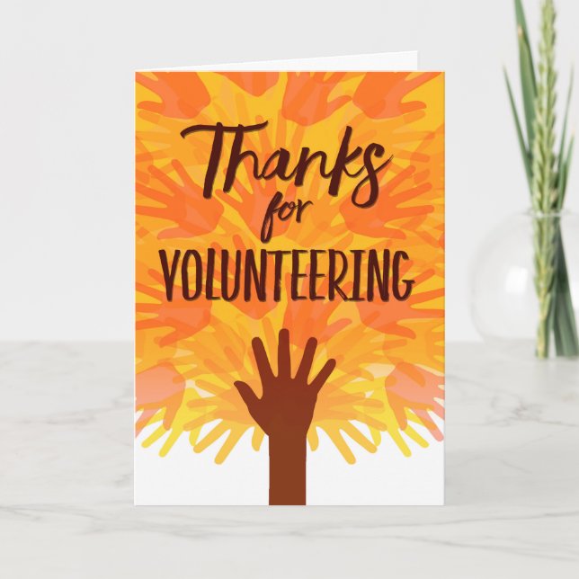 Thanks for Volunteering, Volunteer Hands Thank You Card (Front)