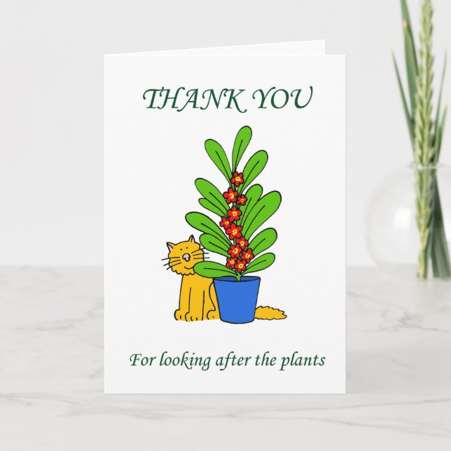 Thanks for Watering the Plants Thank You Card (Front)