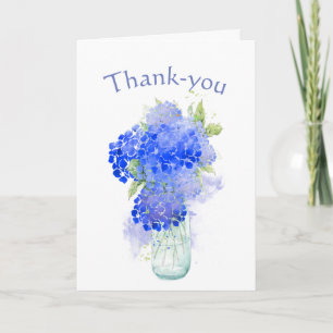 Thanks For Your Kindness Custom Blue Flowers Letterpress Thank You Card