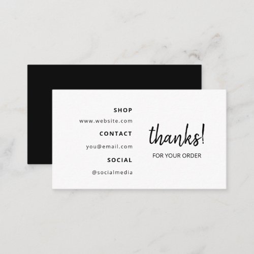Thanks for your Order  Black Business Card