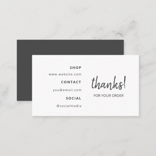 Thanks for your Order  Dark Grey Business Card