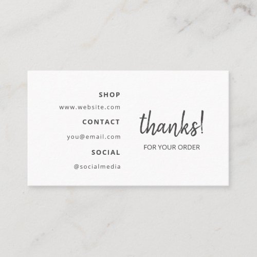 Thanks for your Order  Dark Grey Business Card