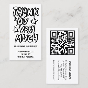 Thanks for Your Order DISCOUNT CODE QR Code Business Card