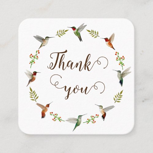 Thanks for your order Hummingbird Wreath Square Business Card