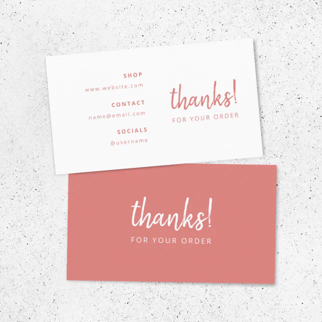 Thanks for your Order | Terracotta Business Insert | Zazzle