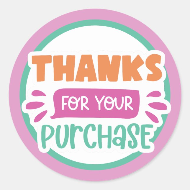 Thanks for your purchase classic round sticker (Front)