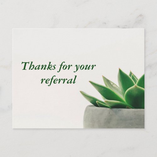 Thanks for Your Referral Modern Plant Business Postcard