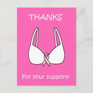 Thanks for Your Support Pink Ribbon Bra Postcard
