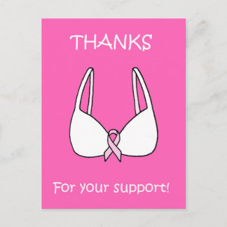 Thanks for Your Support Pink Ribbon Bra Postcard