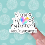 Thanks For Your Support Rainbow Heart Business Sticker at Zazzle
