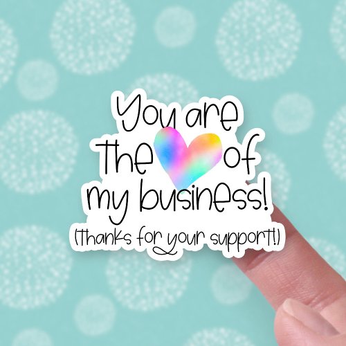 Thanks for Your Support Rainbow Heart Business Sticker