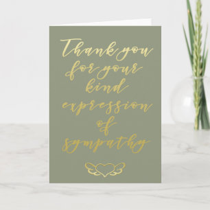 Thanks for your sympathy Gold script Greeting Card