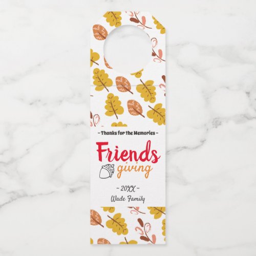 Thanks Friendsgiving Gift Bottle Hanger Tag