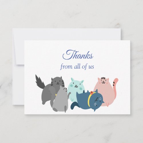 Thanks From All of Us Fun Cats Cartoon Animals Thank You Card