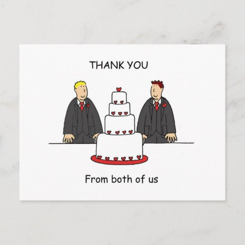 Thanks from Both of Us Gay Male Couple Postcard