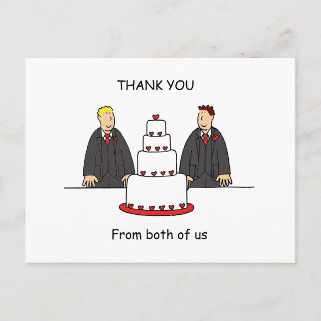 Thanks from Both of Us Gay Male Couple Postcard (Front)