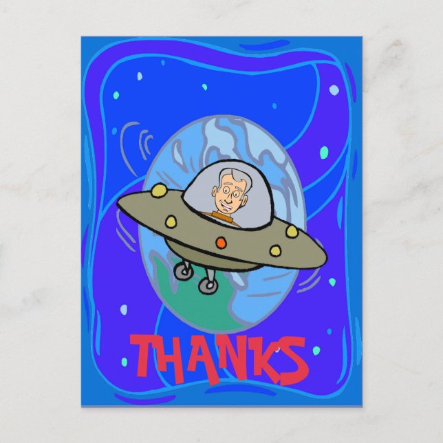 THANKS, from outta space, change text Holiday Postcard (Front)