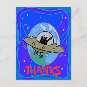 THANKS, from outta space, change text Holiday Postcard