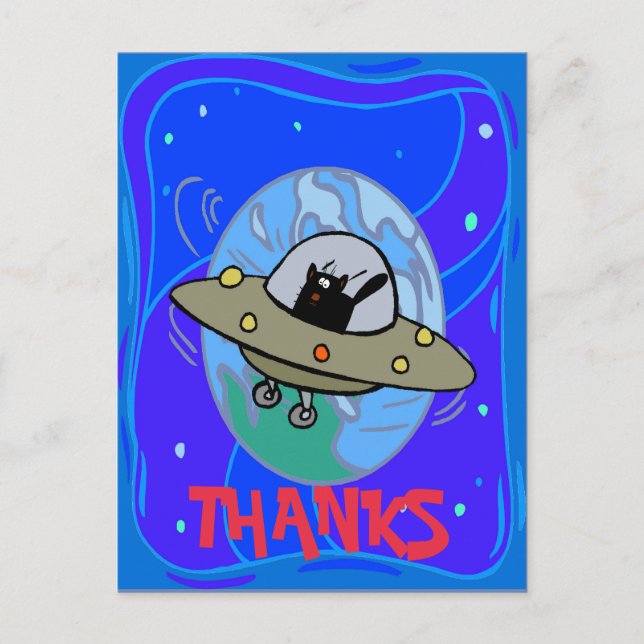 THANKS, from outta space, change text Holiday Postcard (Front)