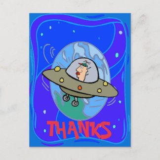 THANKS, from outta space, change text Holiday Postcard
