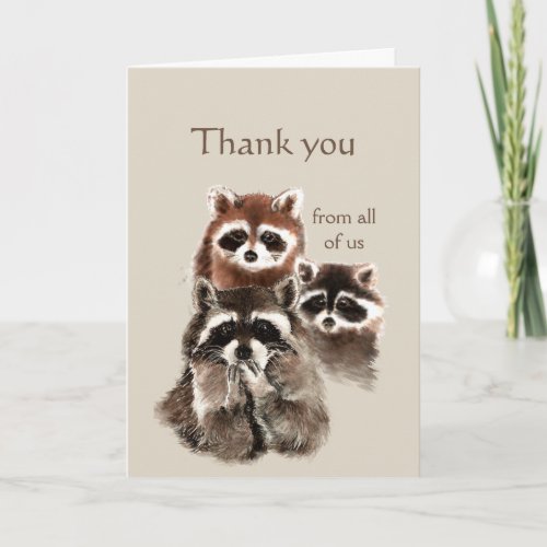 Thanks From Us All Raccoon Cute Animal  Scripture Card