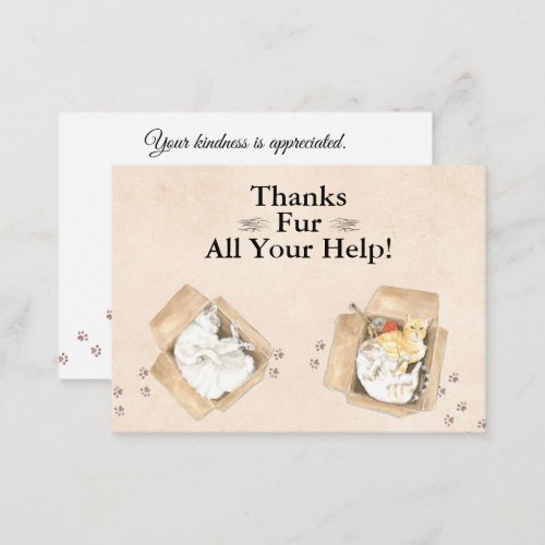 Thanks Fur All Your Help Cats in Boxes Thank You Note Card