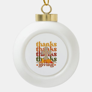Thanks Giving Cross Pumpkin Ceramic Ball Christmas Ornament