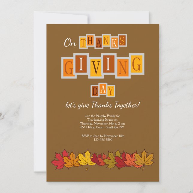 Thanks Giving Day Invitation (Front)