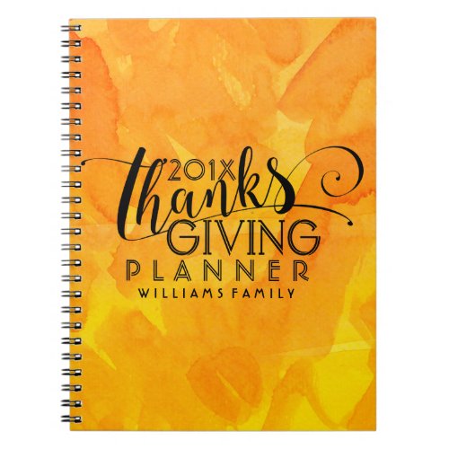 Thanks Giving Planne Black Typography On Orange Notebook