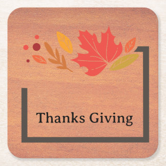 Thanks Giving Square Paper Coaster