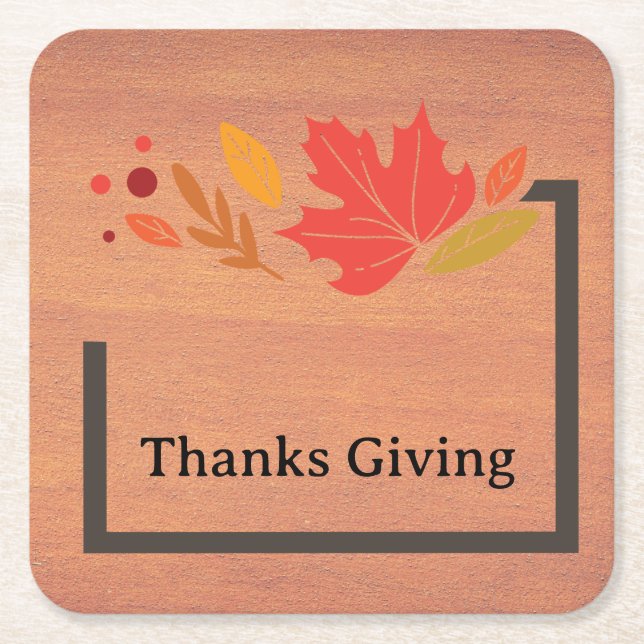 Thanks Giving Square Paper Coaster (Front)