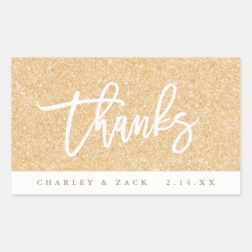 Thanks Gold Glitter Mini Wine Mini Champagne Label