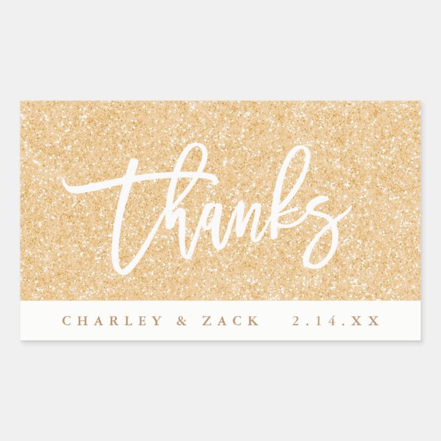 Thanks Gold Glitter Mini Wine Mini Champagne Label (Front)