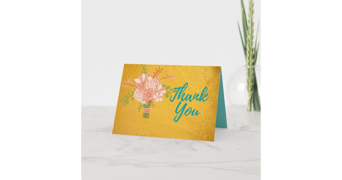 Thanks Gold Thank You Card Zazzle