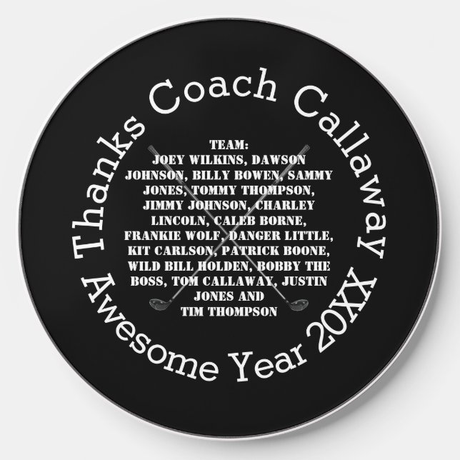 Thanks Golf Coach with Team Names     Wireless Cha (Front)