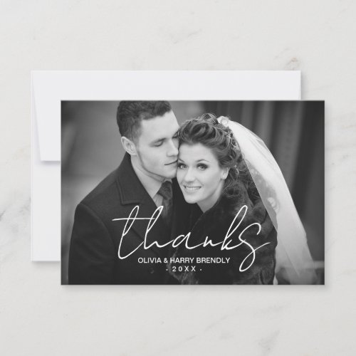 Thanks Hand Lettered Script Wedding Thank You Card