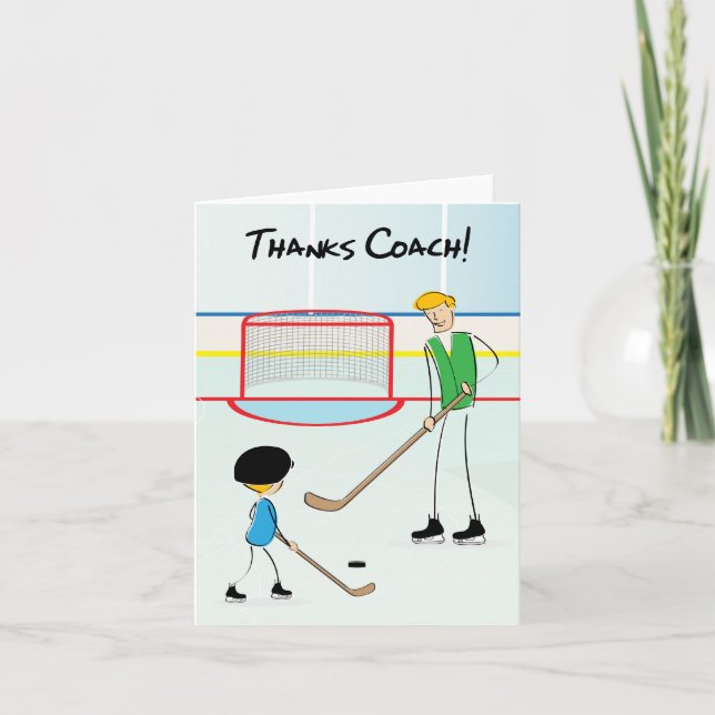 Thanks Hockey Coach Greeting Card (from boy) (Front)