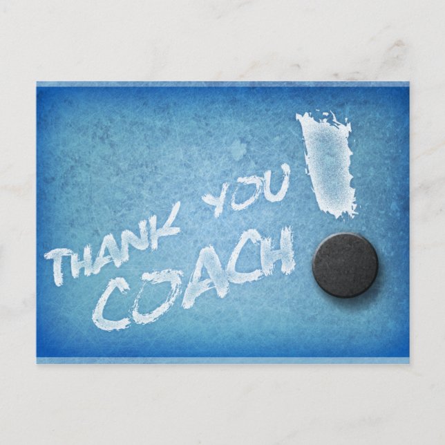 Thanks Hockey Coach PostCard Icy Blue Style (Front)