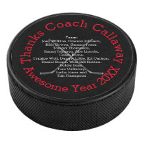 Thanks Hockey Coach with Team Names Hockey Puck