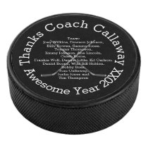 Thanks Hockey Coach with Team Names Hockey Puck Thanks Hockey Coach with Team Names Hockey Puck