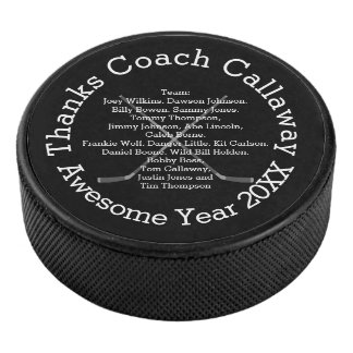 Thanks Hockey Coach with Team Names Hockey Puck