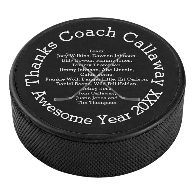 Thanks Hockey Coach with Team Names Puck (3/4)
