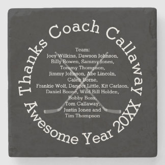 Thanks Hockey Coach with Team Names Stone Coaster