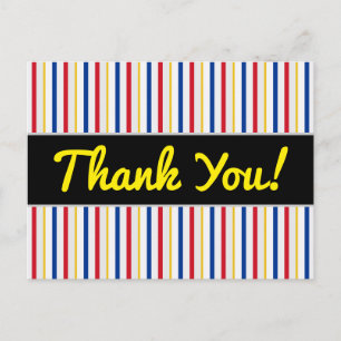 Thanks + Ice Hockey Rink-Inspired Stripes Postcard