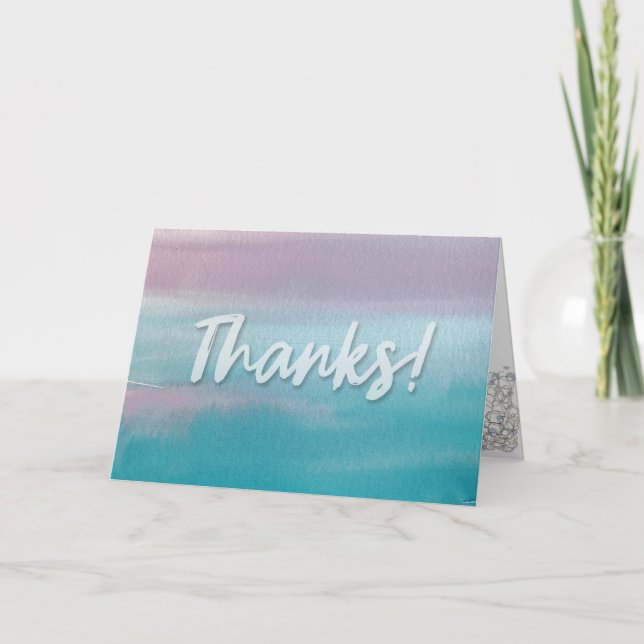 thanks in watercolor design thank you card (Front)