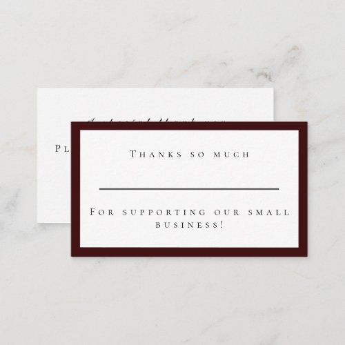 Thanks Luxury Red Minimal Typography Stationery Note Card